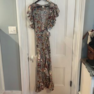 ELF Carmen Made in Bali Womens Flutter Sleeve Wrap Dress Sz L